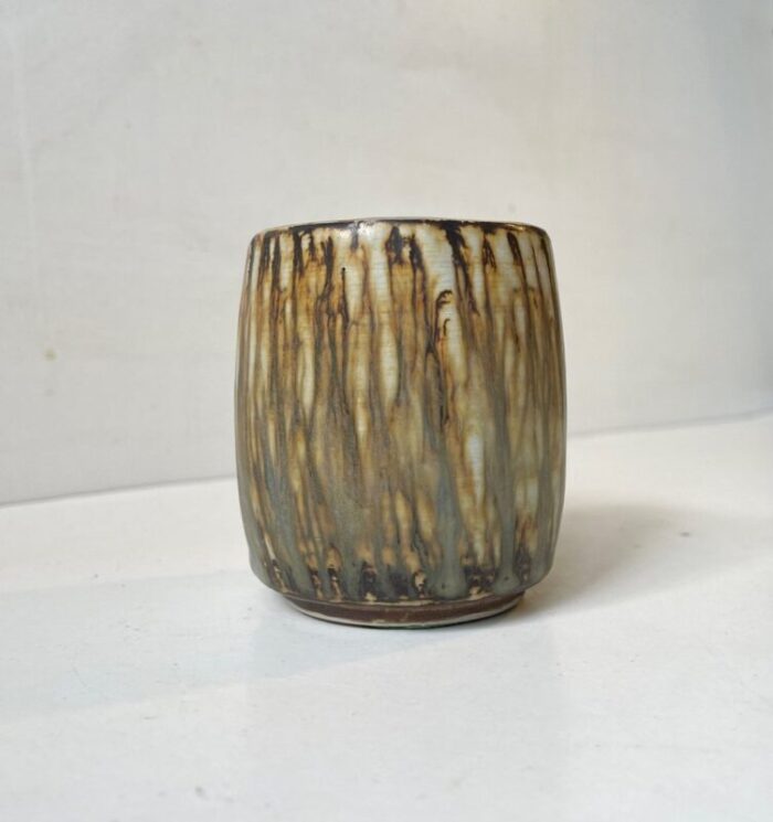 stoneware vase with tiger taupe glaze by gunnar nylund for roerstrand 1960s 1