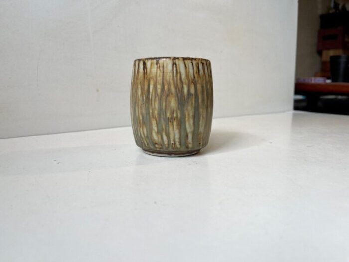 stoneware vase with tiger taupe glaze by gunnar nylund for roerstrand 1960s 2