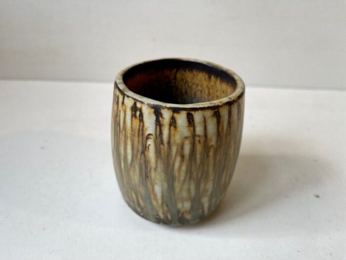 stoneware vase with tiger taupe glaze by gunnar nylund for roerstrand 1960s 4