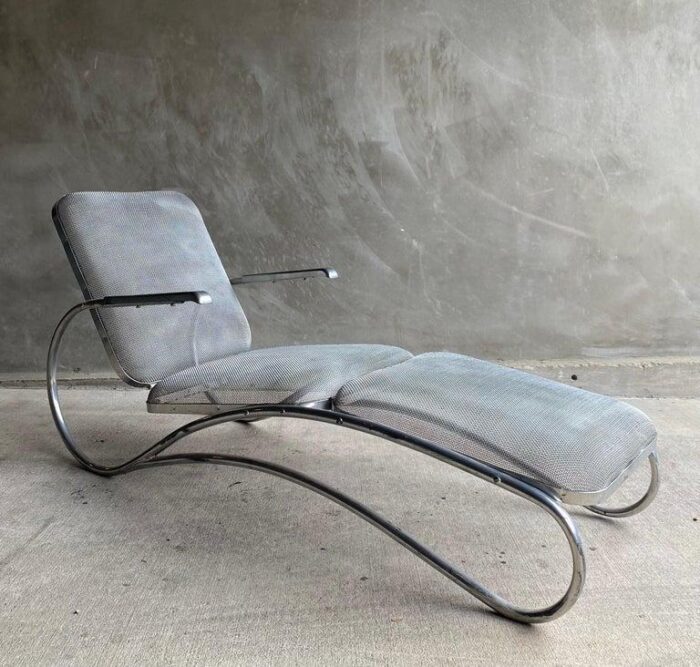 streamline era tubular frame chaise lounge usa 1940s 3419