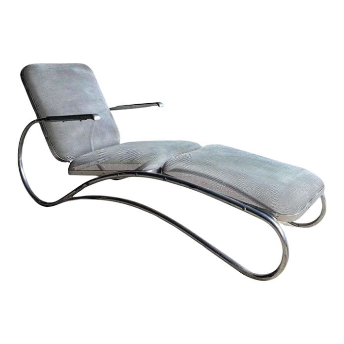 streamline era tubular frame chaise lounge usa 1940s 8661