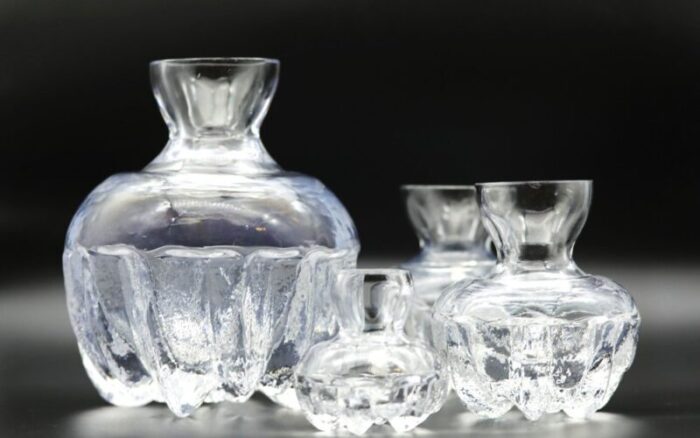 swedish glass vase by lars hellsten 1960s set of 4 1