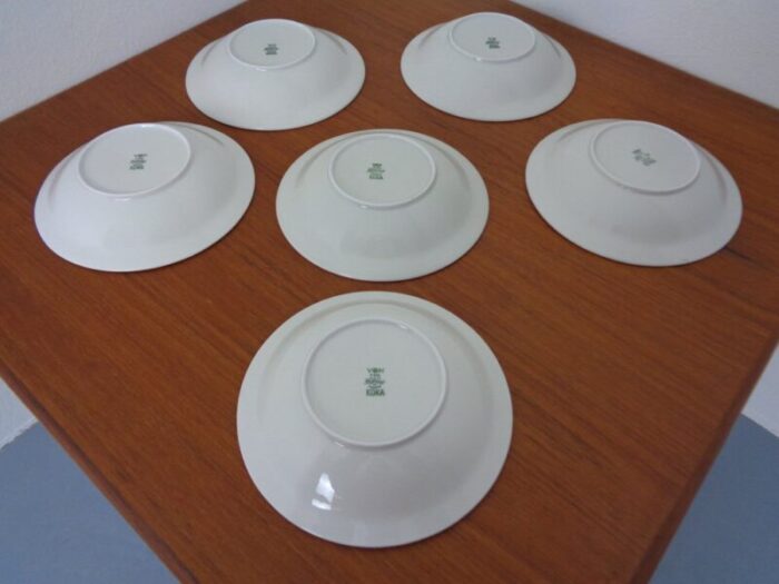 swedish stoneware koka soup plates by hertha bengtson for roerstrand 1960s set of 6 7