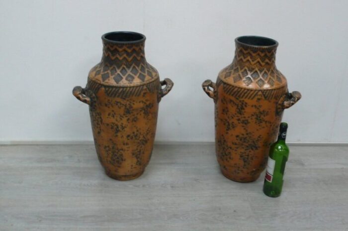 tall art pottery floor vases germany 1950s set of 2 3