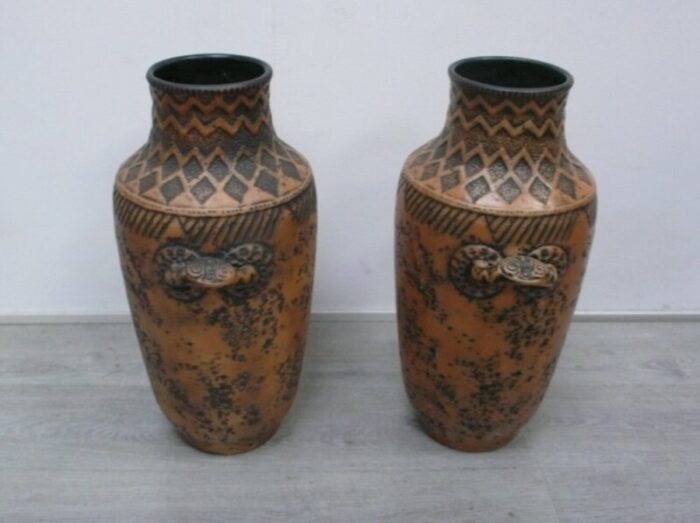 tall art pottery floor vases germany 1950s set of 2 4