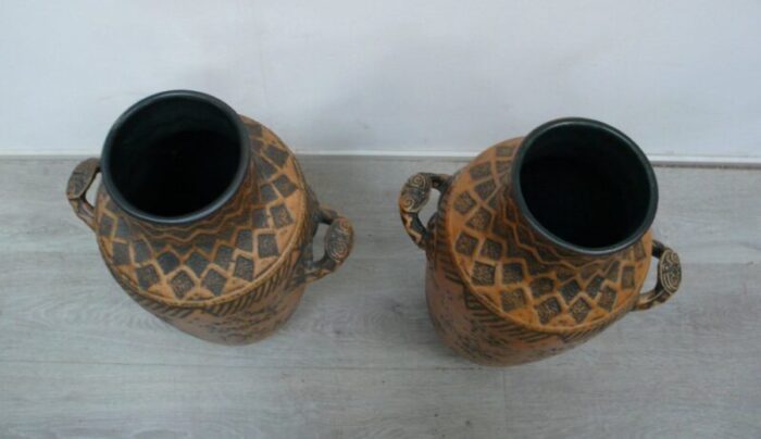 tall art pottery floor vases germany 1950s set of 2 6