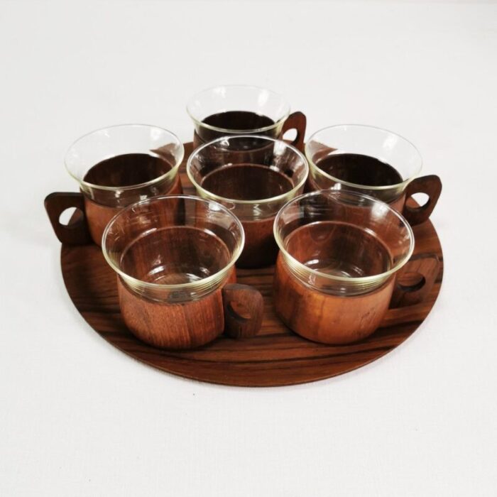 teak coffee and tea set from schott gen mainz germany 1970s set of 13 1