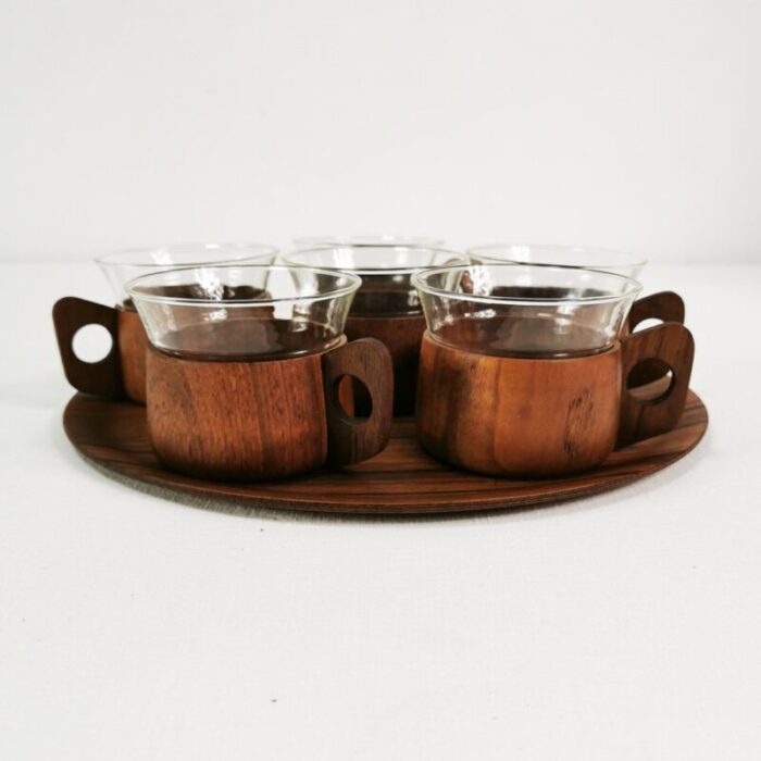 teak coffee and tea set from schott gen mainz germany 1970s set of 13 13