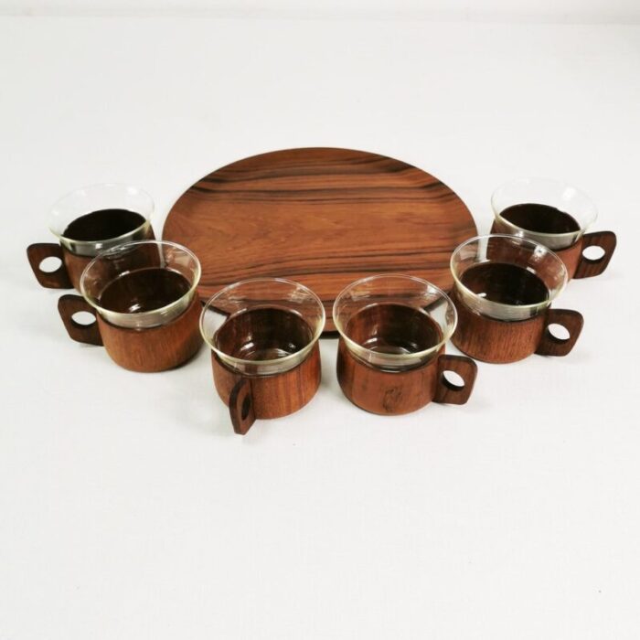 teak coffee and tea set from schott gen mainz germany 1970s set of 13 3