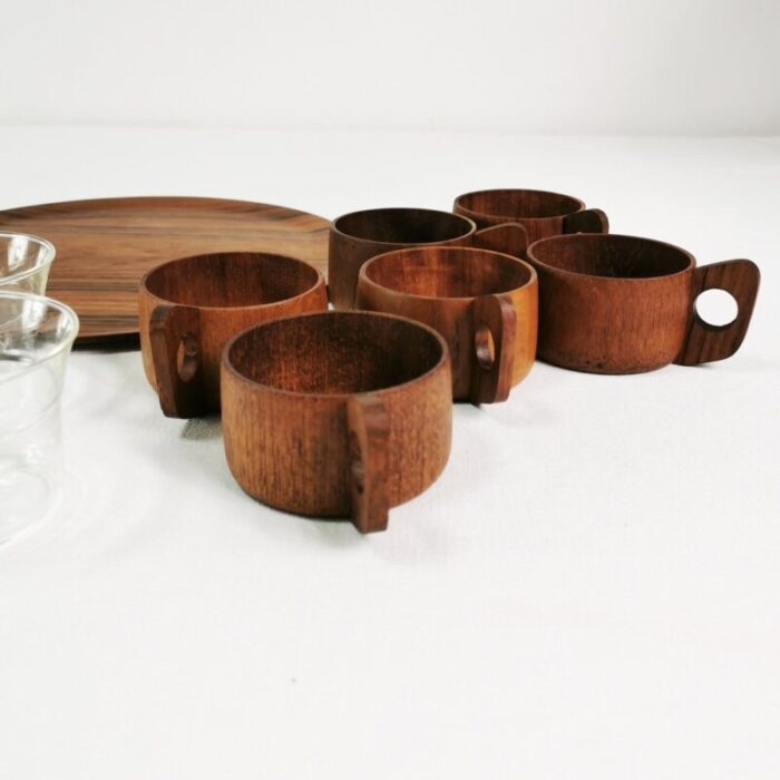 teak coffee and tea set from schott gen mainz germany 1970s set of 13 8