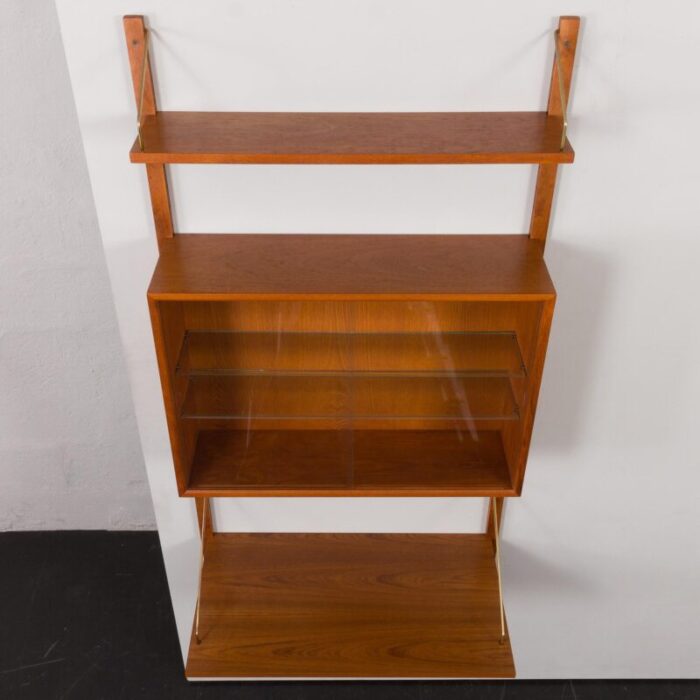 teak wall unit with desk and vitrine by poul cadovius for cado 1960s 1948