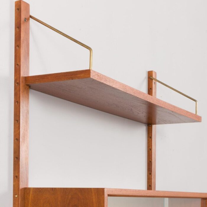 teak wall unit with desk and vitrine by poul cadovius for cado 1960s 7848