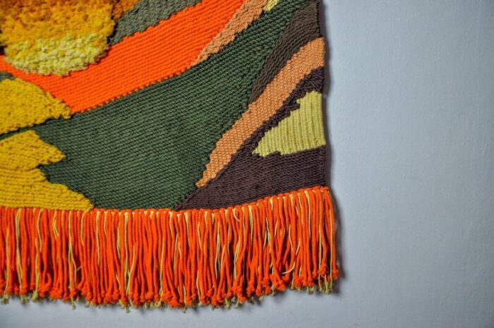 textured macrame wall tapestry catalan sunset spain 1970s 7