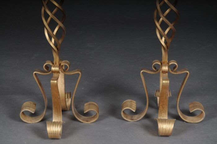 torcheres or candleholders in gilded cast iron set of 2 5