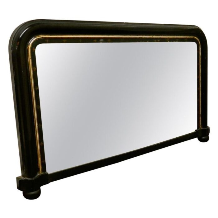 victorian black lacquer over mantel mirror 1880s 1