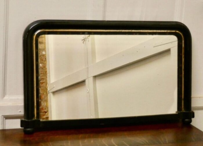 victorian black lacquer over mantel mirror 1880s 2