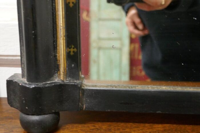 victorian black lacquer over mantel mirror 1880s 4