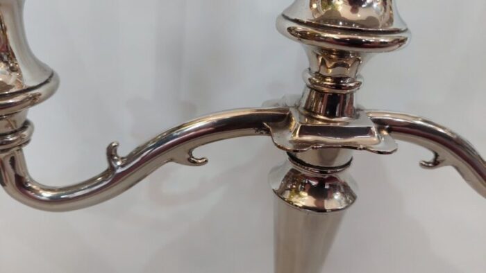 victorian silver plated three arm candleholder 5