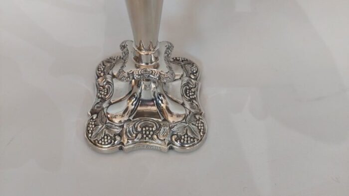 victorian silver plated three arm candleholder 7