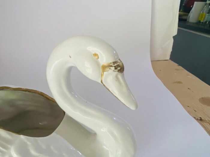 vide poche swan sculpture shaped in porcelain italy 1970s 7