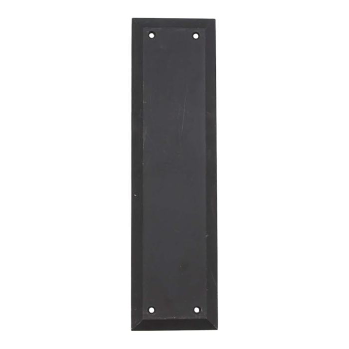 vintage 10 in black steel beveled door push plate 4356