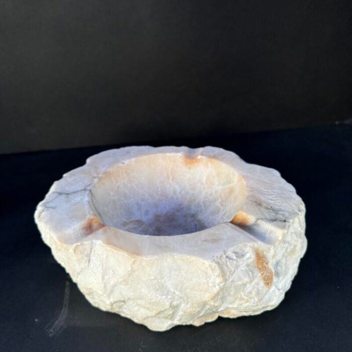 vintage 1950s blue and white alabaster ashtray or vide poche 4117