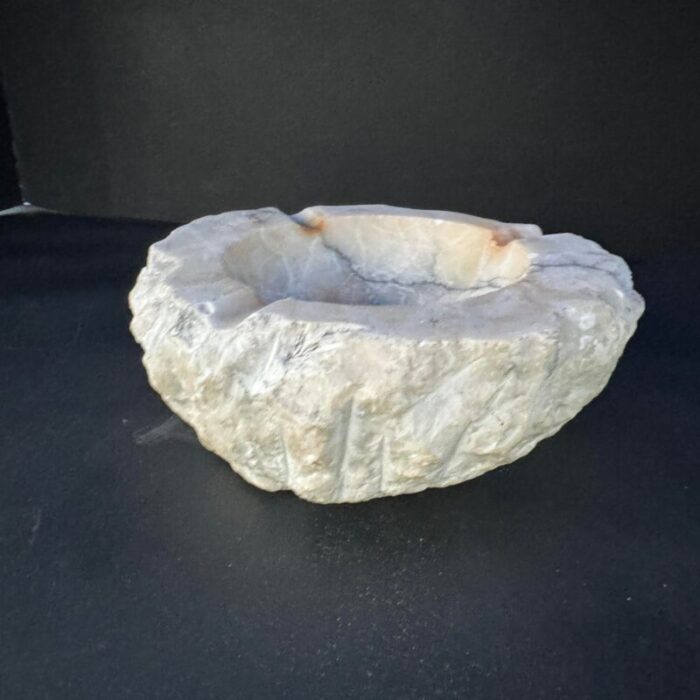 vintage 1950s blue and white alabaster ashtray or vide poche 8363