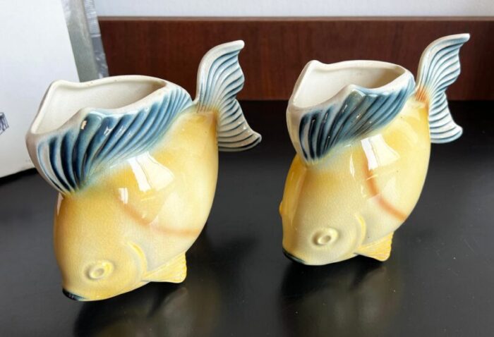 vintage 1950s royal copley fish planters cachepots a pair 9408