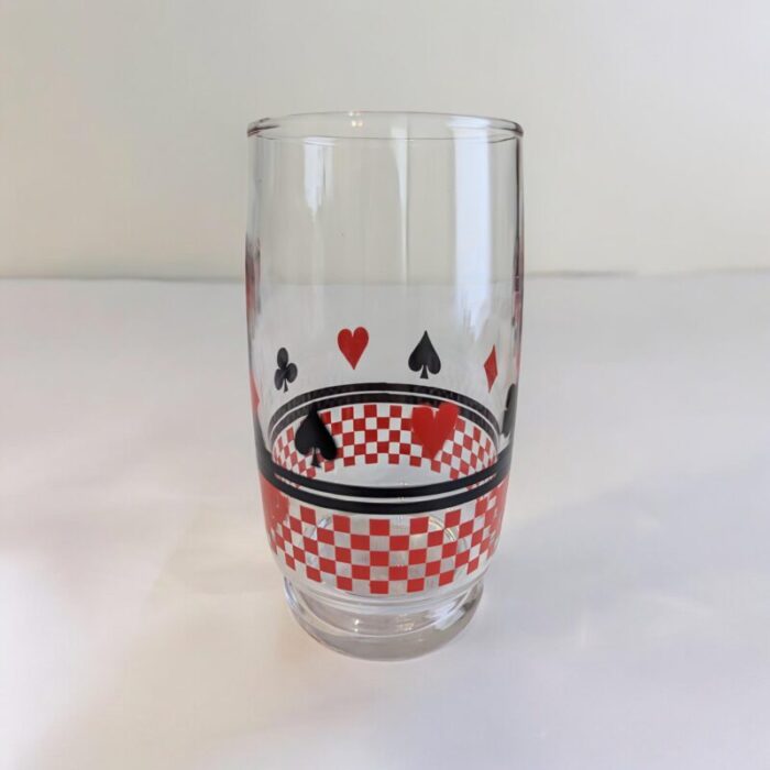 vintage 1960s playing card suits patterned drinking glasses set of 6 2079