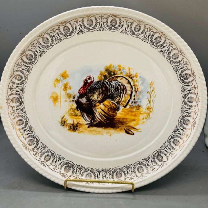 vintage 1960s turkey platter with gold filigree 6433