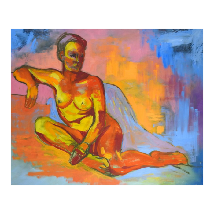 vintage 1990 fauvist nude female figure painting 0037