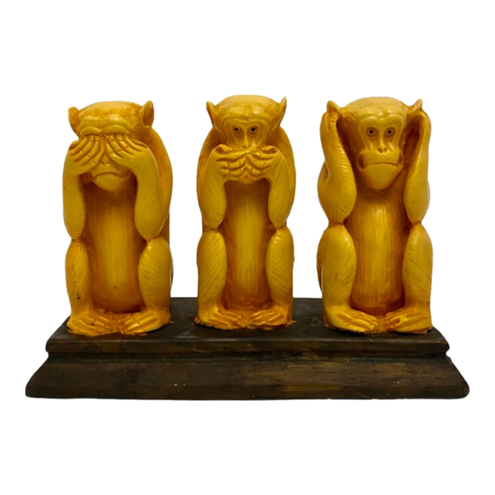 vintage 3 wise monkeys sculpture see speak hear no evil safari decor 9228