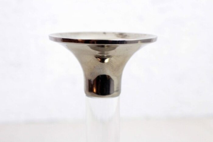 vintage acrylic glass and silver metal candlestick 1970s 8