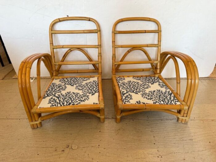 vintage bamboo club chairs or loveseat with new upholstery a pair 2878