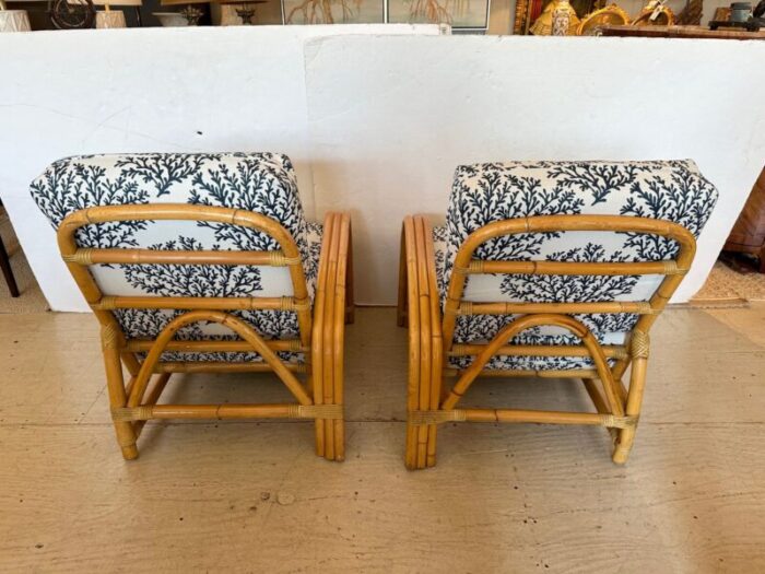 vintage bamboo club chairs or loveseat with new upholstery a pair 3386