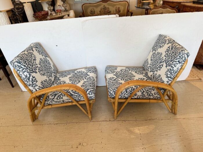 vintage bamboo club chairs or loveseat with new upholstery a pair 5578