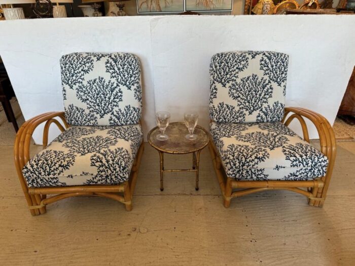 vintage bamboo club chairs or loveseat with new upholstery a pair 7339