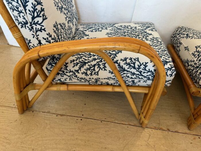 vintage bamboo club chairs or loveseat with new upholstery a pair 7350