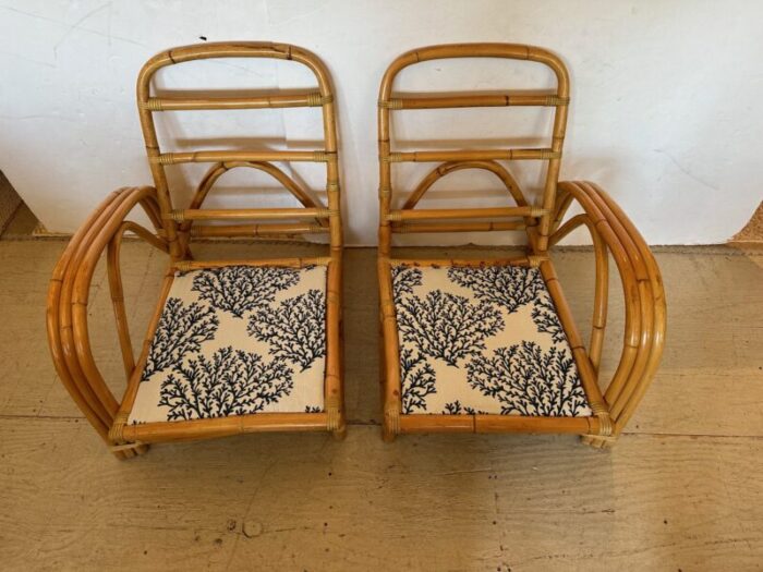 vintage bamboo club chairs or loveseat with new upholstery a pair 7955