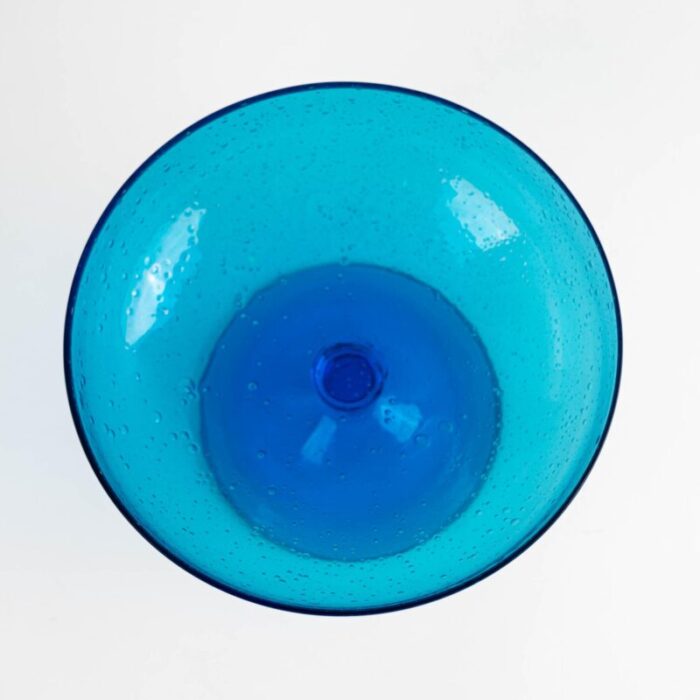 vintage blue bubble glass bowl 7936