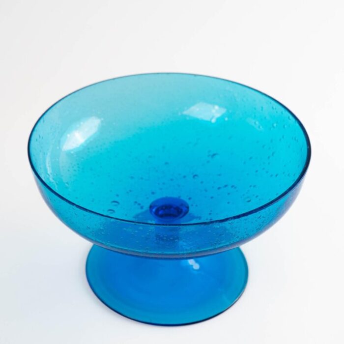 vintage blue bubble glass bowl 7948