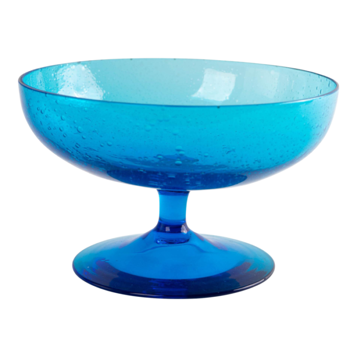 vintage blue bubble glass bowl 8148