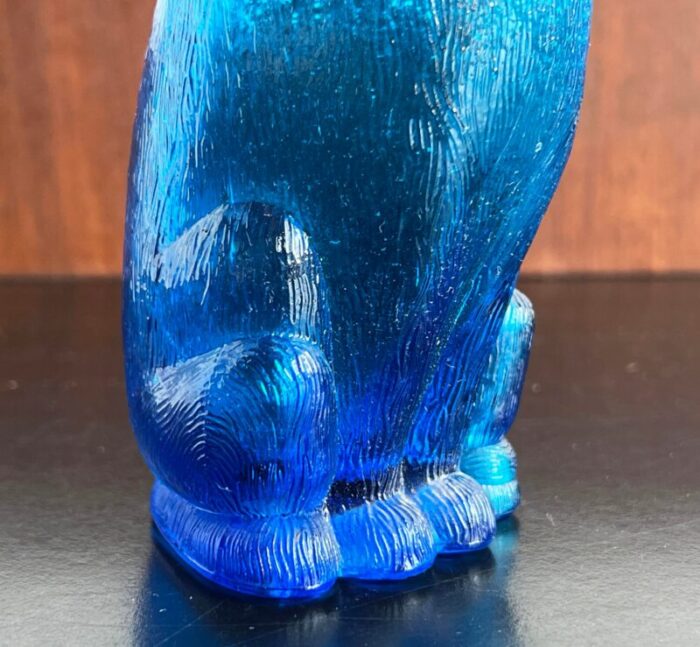 vintage blue empoli italian blue glass cat decanter bottle 5987