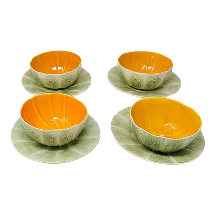 vintage bordallo pinheiro cantaloupe bowls and plates set of 8 7581