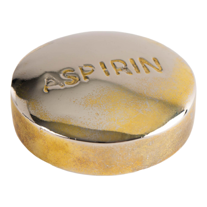 vintage brass aspirin paperweight 9921