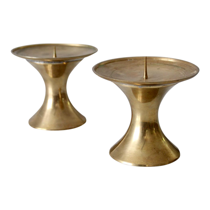 vintage brass candle pillar pair 5187