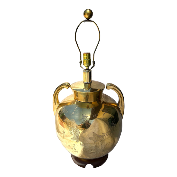 vintage brass chinoiserie urn table lamp 5631