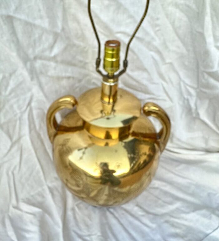 vintage brass chinoiserie urn table lamp 6983