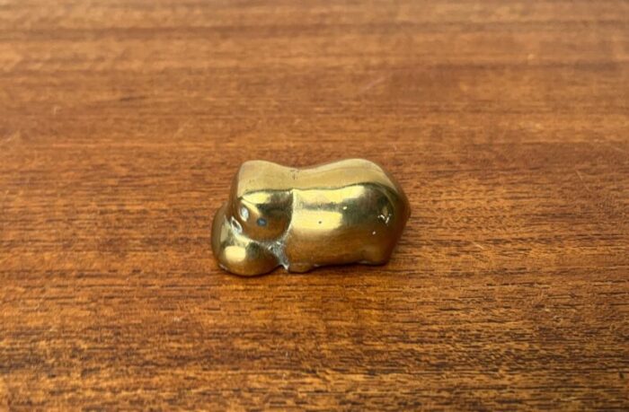 vintage brass hippo figurine 1970s 4216