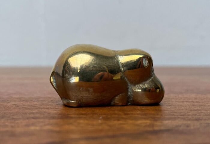 vintage brass hippo figurine 1970s 8785